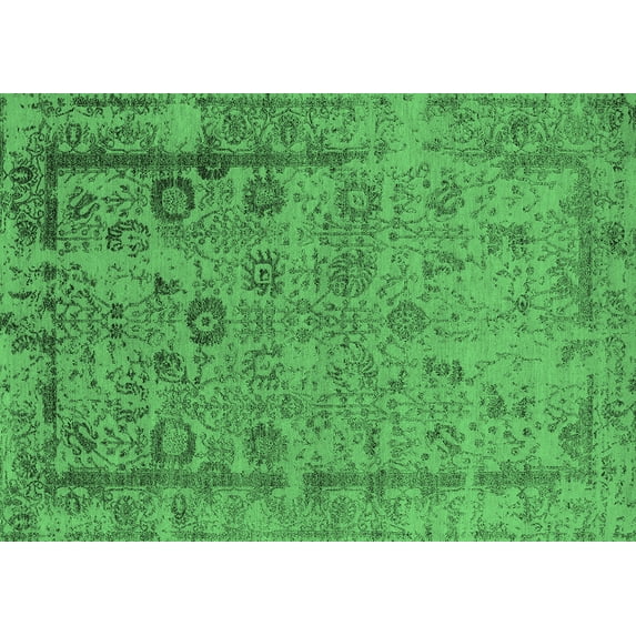 Ahgly Company Indoor Rectangle Oriental Emerald Green Industrial Area Rugs, 8' x 12'
