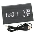 thumbnail image 2 of Reloj despertador digital de madera Jadeshay A MDF negro con control de voz y pantalla LED blanca, 2 of 8