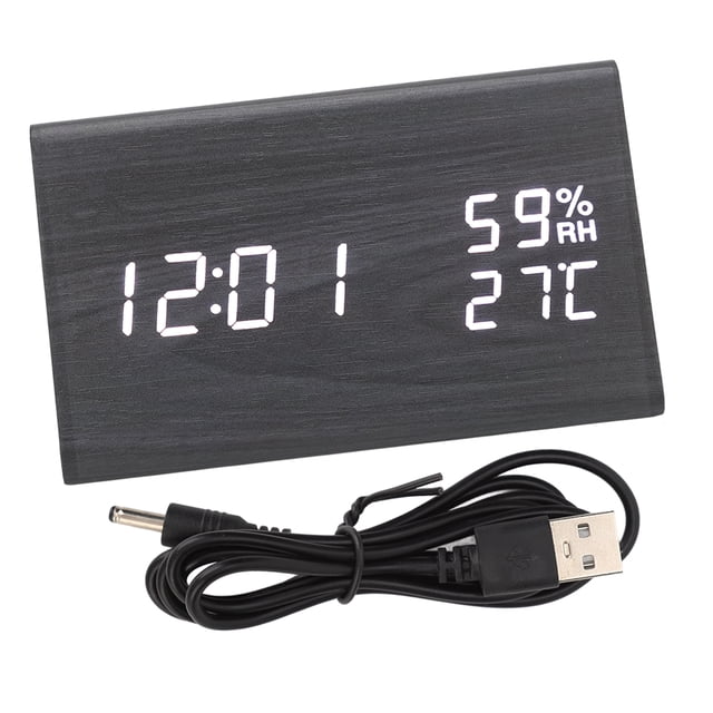 Reloj despertador digital de madera Bling Bling control de voz LED