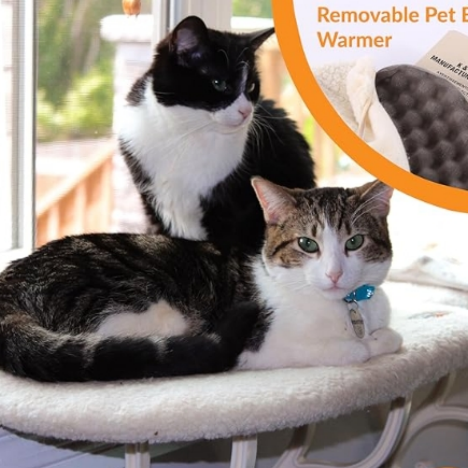 Kitty Sill Heated Cat Window Perch for Large Cats, Orthopedic Window Hammock Bed Holds 40LBS, Washable Cover, Kitty Windowsill Bed Seat for Indoors - Cream , Heated, 14 X 24in