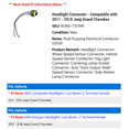 thumbnail image 2 of Headlight Connector - Compatible with 2011 - 2018 Jeep Grand Cherokee 2012 2013 2014 2015 2016 2017, 2 of 2