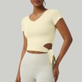 thumbnail image 2 of VBVC No Boundarie Short Yoga Crop Tops for Women,Women's Slimming Side Strap Top,Ladies V-Neck Cropped Athletic Shirts Gym Tee T-Shirts,*Khaki,Size M, 2 of 4
