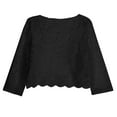 thumbnail image 5 of Jinhomg Fashion Cardigan for Women Dressy Casual Ruffle Hem Lace Shrug Tops Lightweight Comfy 3/4 Sleeve Open Front Cardigans Seasonal Sale Black M, 5 of 10