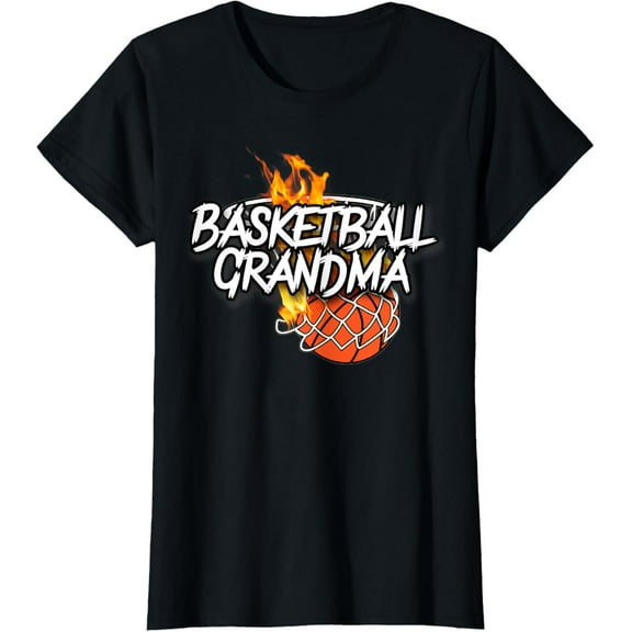 Womens Basketball Grandma - Basketball Clothing - Fire Basketball T-Shirt
