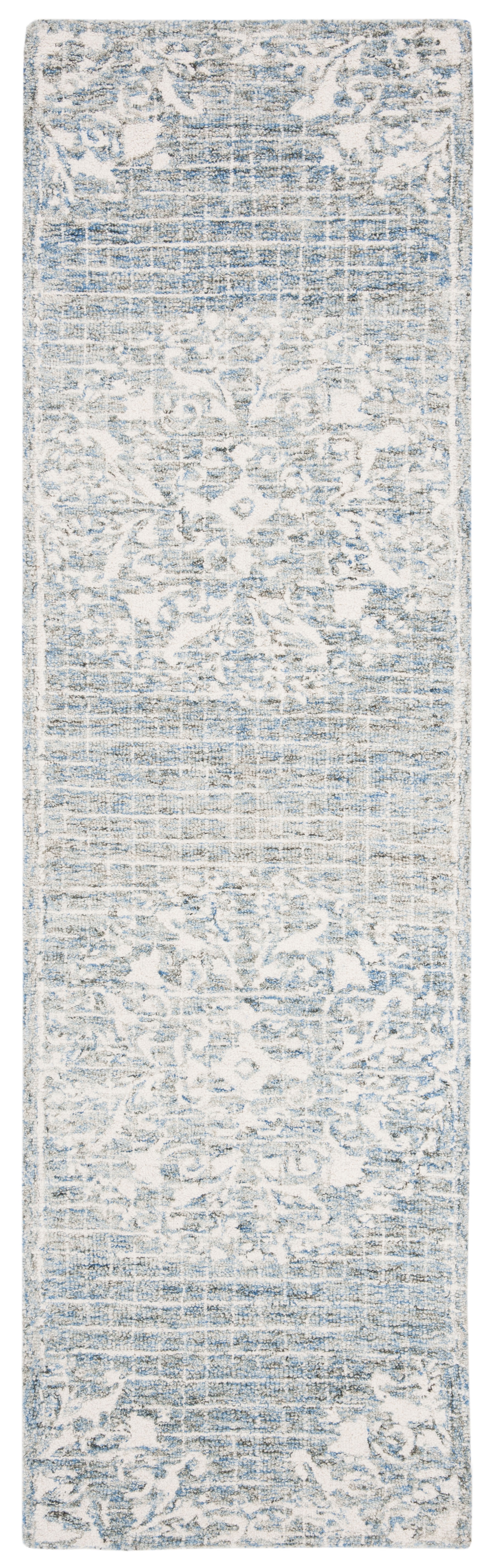 SAFAVIEH Abstract Bryanne Floral Wool Runner Rug, Light Blue, 2'3" x 8'