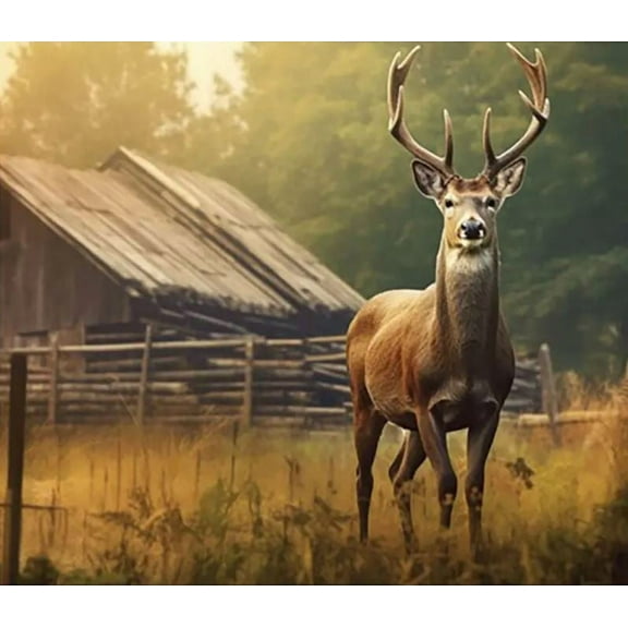 36" X 44" Panel White Tail Deer Wildlife Woodland Animals Cotton Fabric Panel (133138)