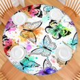 thumbnail image 2 of White Colorful Splash Butterfly Pattern Round Fitted Tablecloth with Elastic Edge,Dining Table Cover Waterproof,Outdoor Round Tablecloth for Camping,Dining,Indoor and Outdoor, 2 of 7