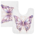 thumbnail image 3 of Bathroom Rugs Shaggy Toilet Base Mat 16x24 Square Shape Soft Contour Rug Absorbent Non Slip Butterfly with Purple, 3 of 9