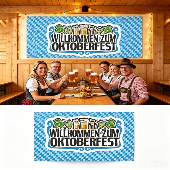Garage Door Banner Cover Oktoberfest Decorations 150 x 90cm, Oktoberfest Garage Door Backdrop German Parade Theme Party Decorations