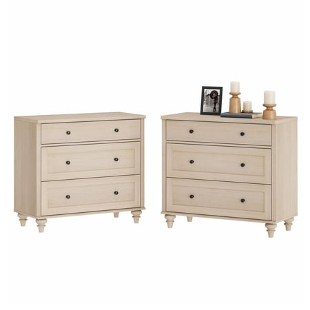 WAMPAT Farmhouse Style End Table for Living Room with 6 Drawers Mid Century Modern Wooden Closet Storage Organizer for Bedroom or Baby Room Beige