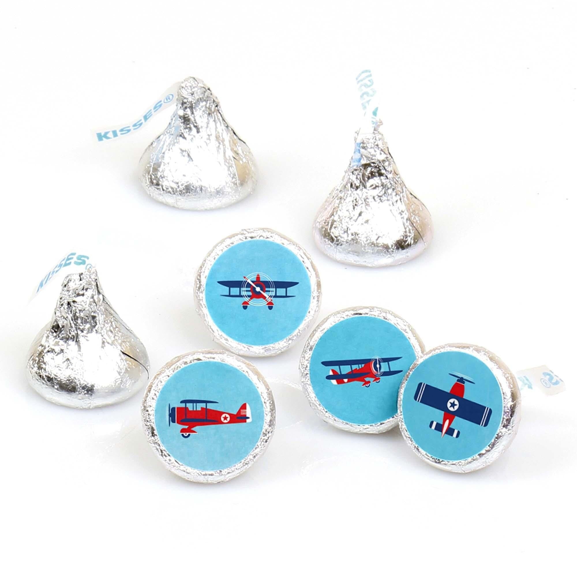 Big Dot of Happiness Taking Flight Airplane - Baby Shower or Birthday Party Candy Sticker Favors - Labels Fit Hershey's Kisses 108 Ct