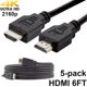 thumbnail image 1 of Paquete de 5 cables Digital 1.4 HDMI 4K SatelliteSale Cordón negro de PVC 6 pies, 1 of 5