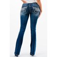 thumbnail image 3 of Grace in LA Women's Wing Embroidered Rhinestones Stretch Bootcut Jeans (34, Blue), 3 of 3