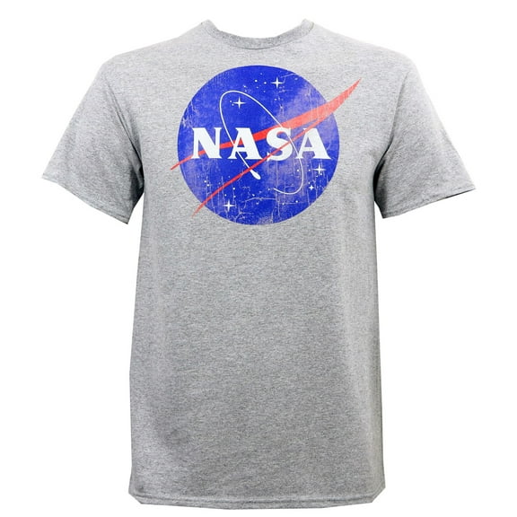 Nasa Men's Distressed Logo Slim-Fit T-Shirt Heather Grey S