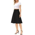thumbnail image 5 of vigerkar Women Casual Cotton Linen Skirts Frill Tie Waist A-Line Midi Skirt with Pockets Black, XXL, 5 of 6