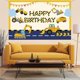 thumbnail image 4 of Construction Theme Happy Birthday Decoration Digger Excavator Truck Banner Dump Truck Excavator Crane Birthday Backdrop Photography Background for Boy, 4 of 4