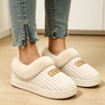 thumbnail image 6 of Knivor Unisex Corduroy House Slippers for Women Men Fuzzy Cuff Fleece Lined Closed Heel Platform Non Slip Warm Indoor Light‑Outdoor House Slippers, 6 of 9