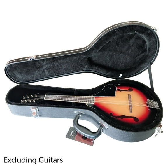 Hardshell A-Style Microgroove Pattern Leather Wood Mandolin Case, Black