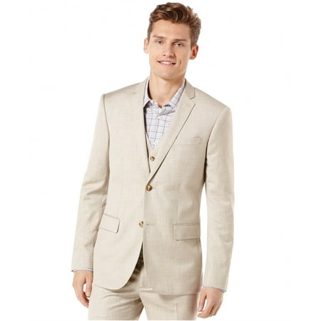 perry ellis men's big-tall big & tall textured suit jacket, natural linen, 48-lg