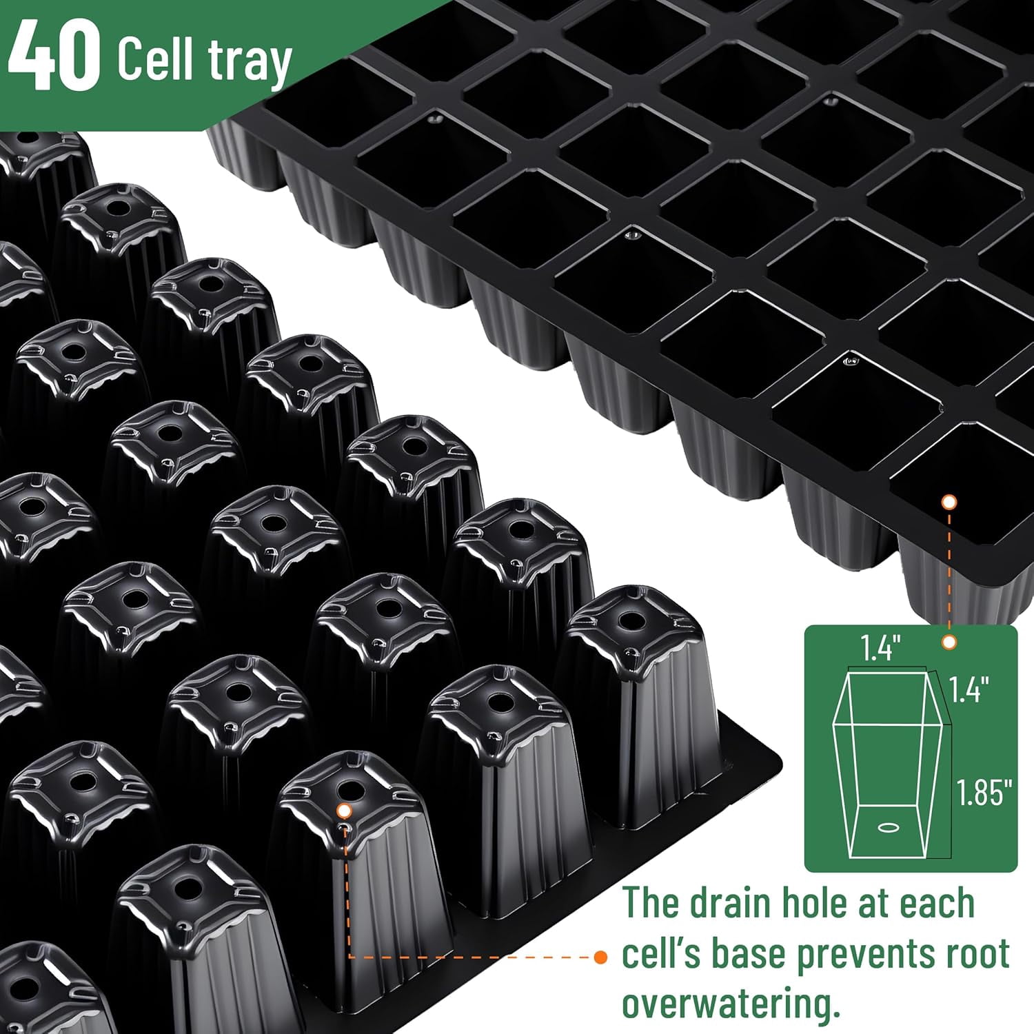Seed Starter Tray Kits, 10 Pack, Total 400 Cells, Durable Plant Germination Trays with Humidity Vented Domes and Bases, Ideal for Seed Starting, Indoor Gardening and Greenhouse