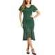thumbnail image 1 of INSPIRE CHIC Vestidos Elegantes de Encaje Floral para Mujeres con Escote en V, Mangas Cortas con Volantes, Vestido de Cóctel Sirena Bodycon Verde Oscuro M, 1 of 5