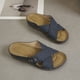 thumbnail image 5 of Bmisegm Ladies Summer Solid Colour Flowers Hollow Breathable Slope with Thick Bottom Large Size Sandals Slippers Womens Sandals Summer Blue 8.5, 5 of 9
