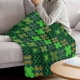 thumbnail image 5 of Throw Blanket Fleece Throw Blanket 50x80in, St. Patrick's Day Rainbow Shamrock Soft Lightweight Bed Blankets Buffalo Plaid Green Theme Fuzzy Couch Blankets for All Season, 5 of 9