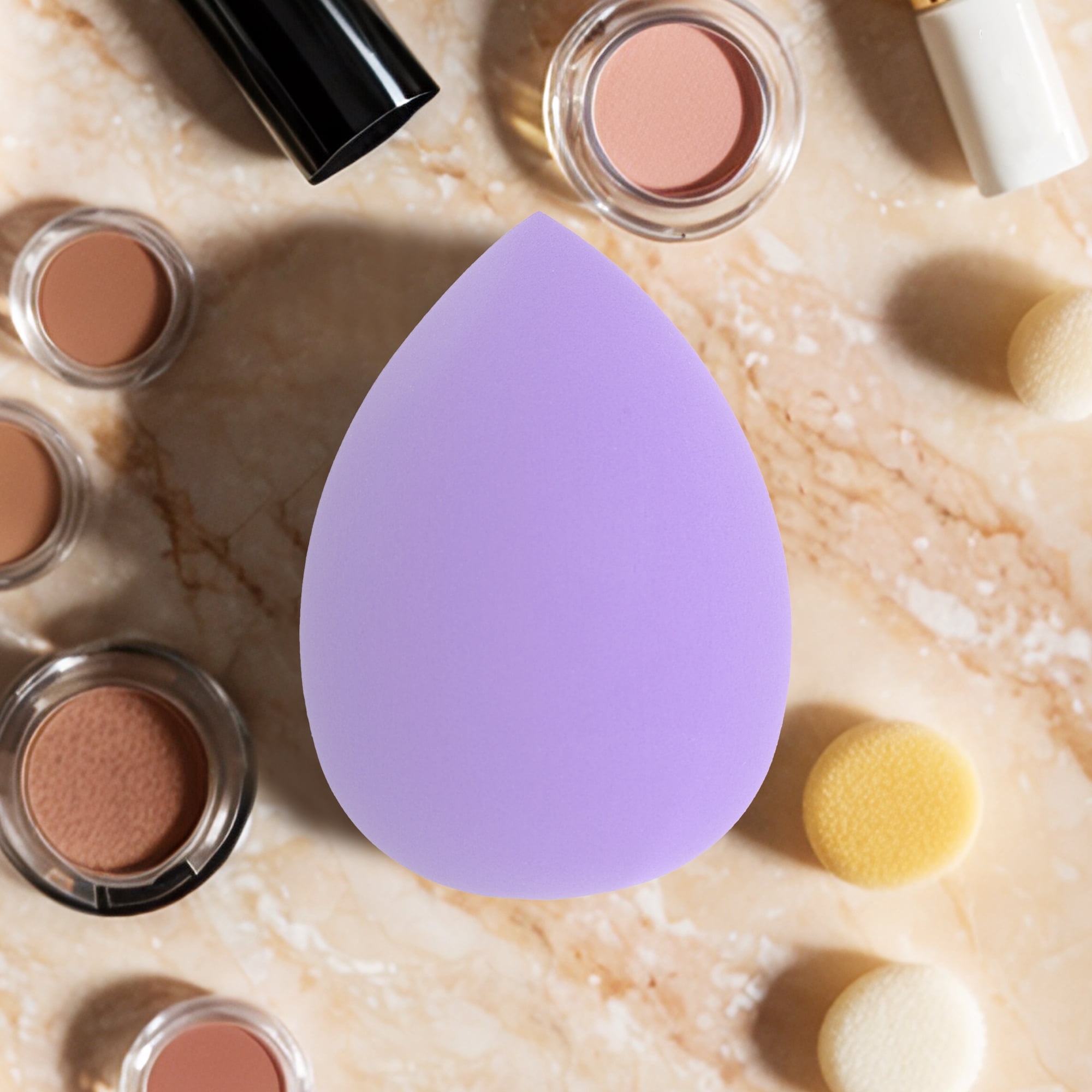 Unique Bargains 2 Pcs Portable Teardrop Face Makeup Sponge Purple