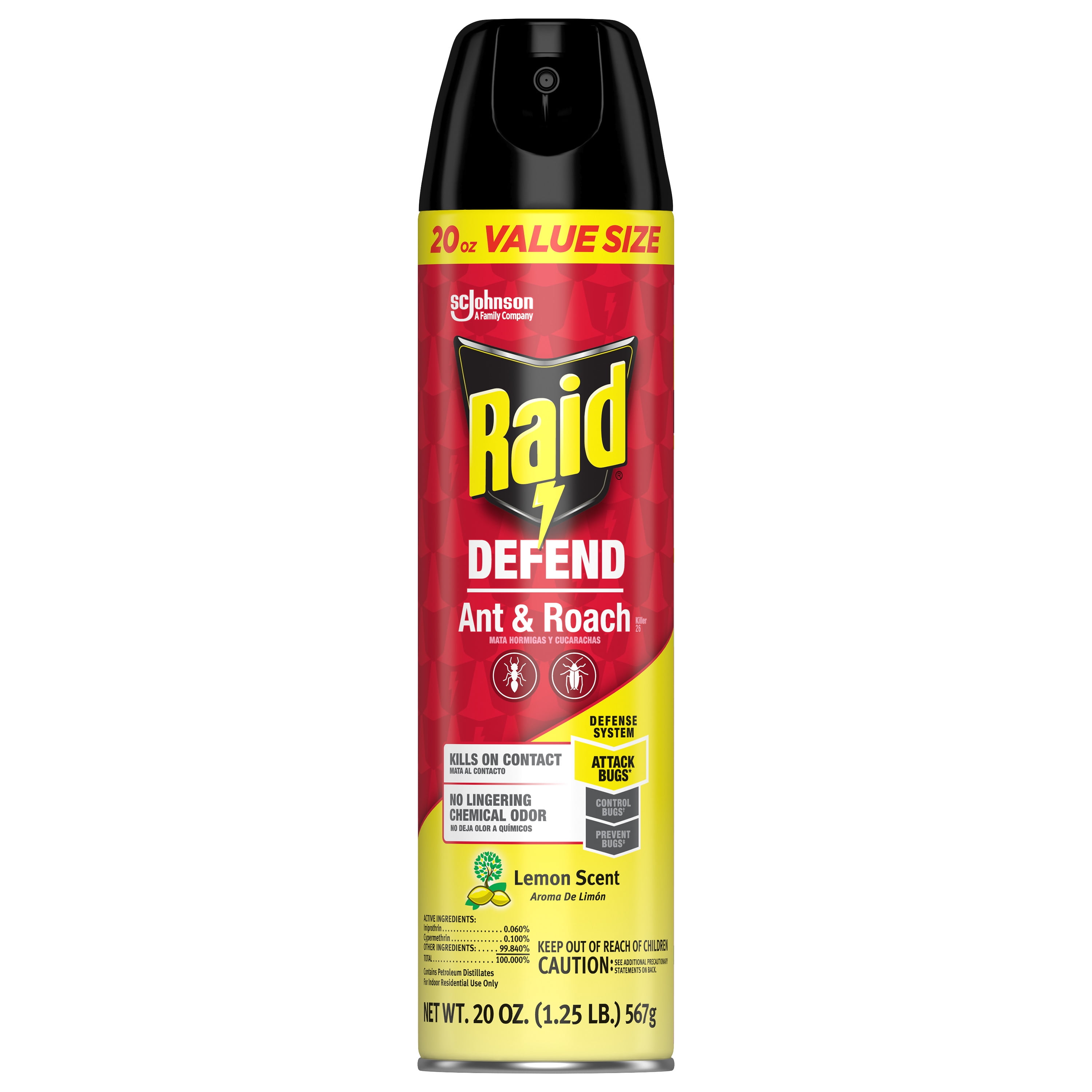 Raid Ant & Roach Killer 26, Lemon Scent, 20 oz