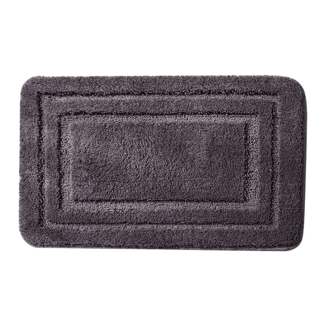 Matoen12 Embossed Polyester Quick Dry Bath Rugs, Non-Slip Entrance Doormat Water Absorbing Floor Mats, Home Decor Door Mat for Bathroom Kitchen Toilet, 16"x24", 1 Pack, Dark Gray, Rectangle