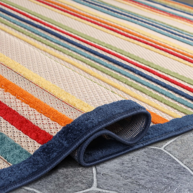 Superior Eastyn Stripe Indoor/Outdoor Area Rug, 3' x 5', Cream