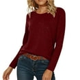 thumbnail image 3 of Guluxicc Womens Tunic Tops Casual Crewneck Long Sleeve Shirt Solid Color Pullover Tops, Red, XL, 3 of 6