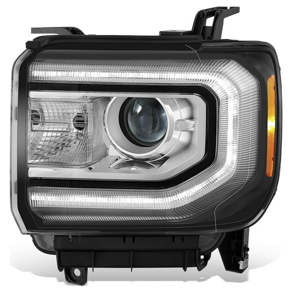 DNA Motoring For 16-18 GMC Sierra 1500 Driver Left LH Side LED DRL HID Projector Headlight Factory Style