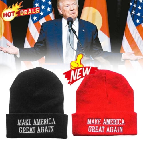 MAGA Hat Knitted Hats Make-America Great Again Red Hat 2024 Knitted Cap USAFlag\ NEW Better