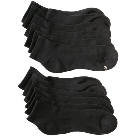 Hanes Women's Cool Comfort Ankle Socks, 6 Pack, Black Assorted,