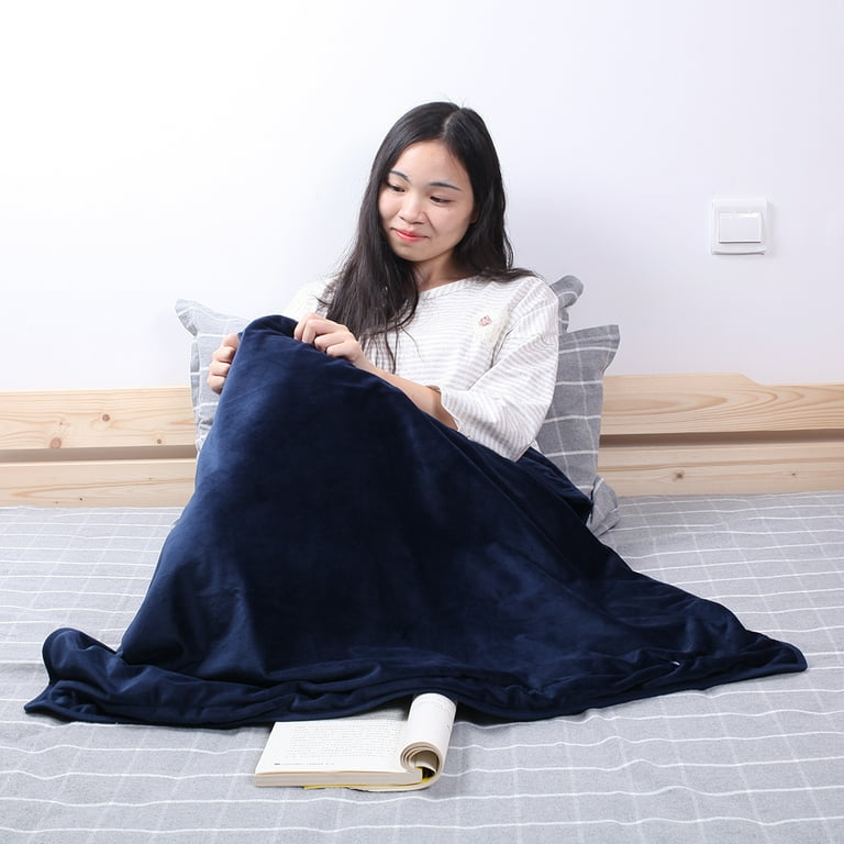 Aousin Electric Blanket Pain Relief Massage Heating Blanket for Shoulder Neck Back Legs Navy Blue 100 70cm