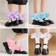 thumbnail image 6 of 1Pairs Toddler Lace Ruffle Socks with Cute Snowflake Polka Dot Ruffle Socks for Girls Turn Cuff Frilly Dress Socks，cute snowflake large ruffle cuff dress socks girls Christmas gift, 6 of 7