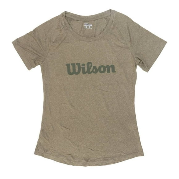 Playera Wilson para Mujer, Suave con Cuello Redondo y Manga Corta con Estampado Frontal Gris Talla G