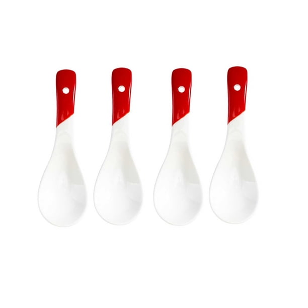 Cucharas de sopa asiáticas de cerámica, juego de 4 cucharas de sopa de Ramen, cucharas de sopa chinas de porcelana for fideos Ramen, salsa de arroz Udon Pho