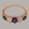 thumbnail image 5 of LBG British Made 14k Rose Gold Natural Amethyst & Opal Womens Band Ring - 33 size options - Size 9.5, 5 of 6