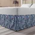 thumbnail image 1 of Jacobean Bed Skirt, Spring Themed Floral Damask with Petals Oriental Motif on Stripes, Elastic Bedskirt Dust Ruffle Wrap Around for Bedding Decor, 4 Sizes, Slate Blue Multicolor, by Ambesonne, 1 of 2