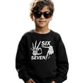 thumbnail image 4 of Six Seven Skeleton Hand Unisex Sweatshirt for Adults & Kids Funny Gen Z 6 7 Halloween Meme Top Black Sweatshirt 5-6, 4 of 6