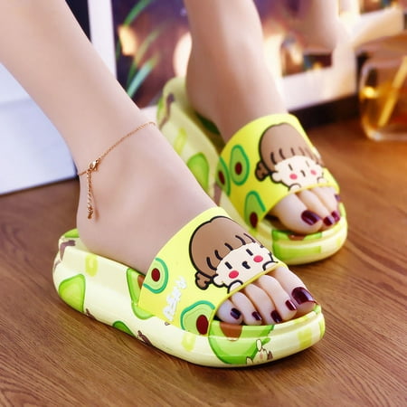 

Thick Sole Slippers Cartoon Design High Platform Shoes Pvc Flip Flop Anti-Slip for Indoor Outdoor Bathroom NewBags And Shoes