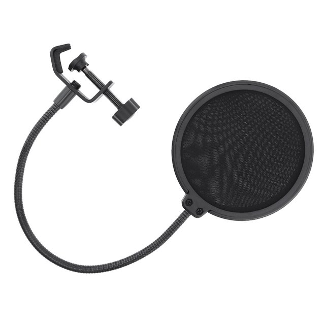 Cateissary Micrófono Filtro pop 360 grados Micrófono ajustable Pantalla de viento Micrófono de estudio de doble capa Filtro pop Cables de audio/vídeo