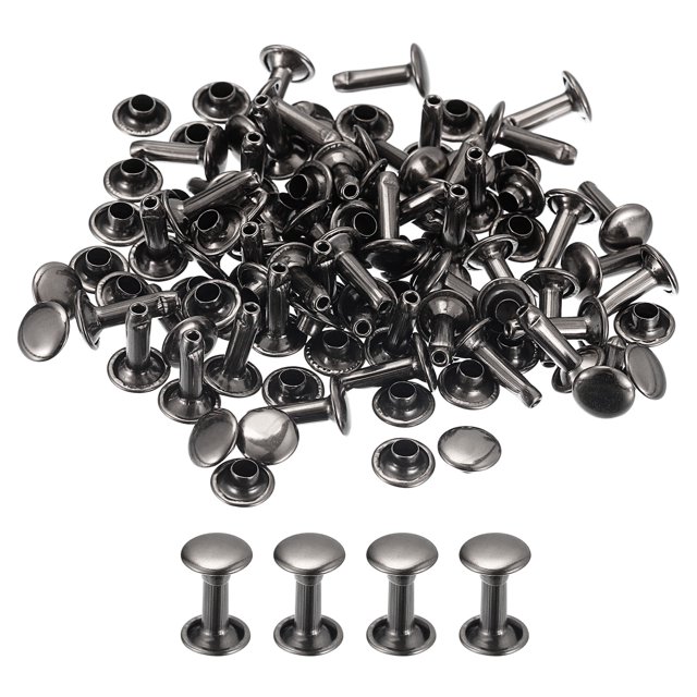 Unique Bargains 100 Sets Leather Rivets 6x10mm Double Cap Rivets Gun-black