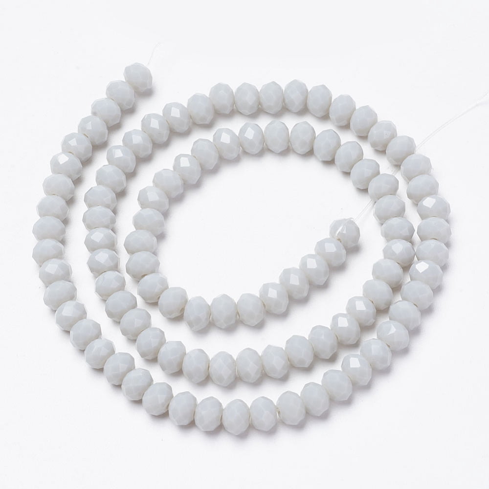 Opaque Solid color Glass Beads Strands Faceted Rondelle Gainsboro 10x8mm Hole: 1mm 60~61pcs/strand 46~48cm