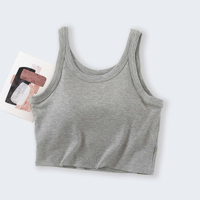 LOVZFMLL Camisoles pour Femmes, Couleur Unie, Coussin de Poitrine, Nombril Exposé, Camisole avec Blouse
