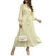 thumbnail image 1 of Vestido de mujer con cinturón y puños fruncidos, manga acampanada, dobladillo con volantes, cuello recortado, vestido estampado de puntos albaricoque XL, 1 of 6
