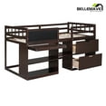 thumbnail image 4 of Low Loft Bed Twin Size with Rolling Desk, Storage Shelves and Chalkboard, Loft Bed with Storage Drawer and Full-Length Guardrail, Twin Loft Bed, Espresso, 4 of 12