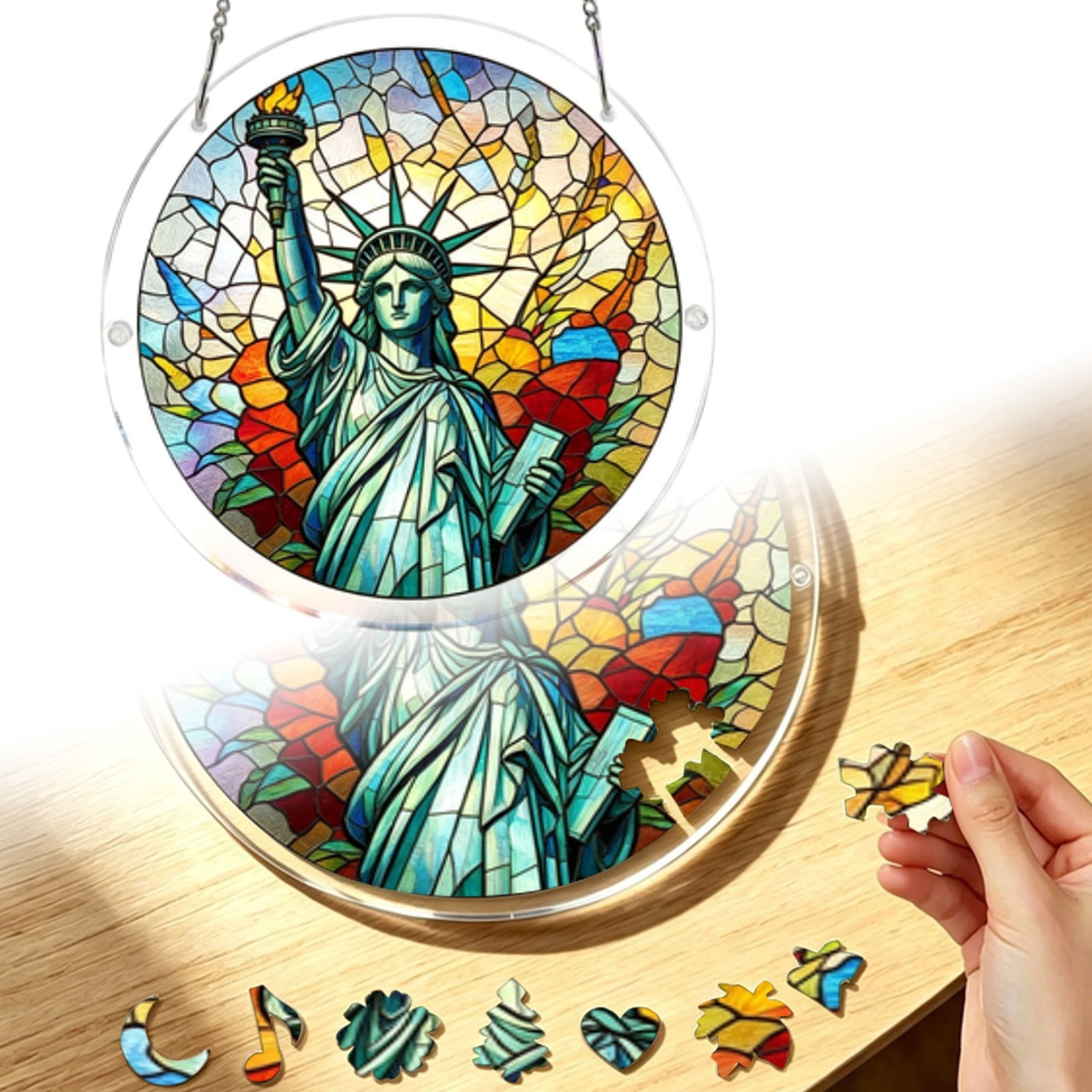 Acrylic Puzzle Hanging Ornament Window Art Chandelier For Home Garden